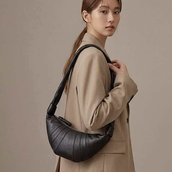 천연 양가죽 크로와상백 스몰 미듐 유럽 여행용 반달 크로스백