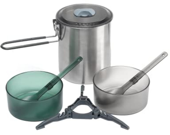 파이어 메이플 남극 듀오 쿡 세트 | 1.2L 스테인레스 스틸 캠핑 조리기구 세트 | 식기가있는 접이식 캠프 메스 키트 | 야외 캠핑 냄비 (캐니스터는 포함되지 않음), Antarcti 0.8L Kettle, 1개