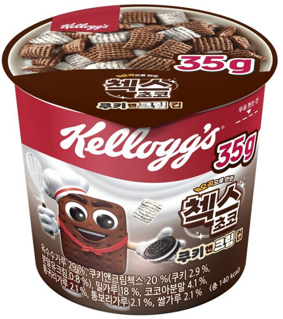 켈로그 첵스초코 쿠키앤크림컵, 35g, 9개
