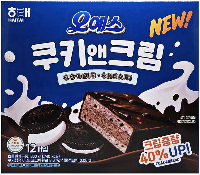 해태 오예스 쿠키앤크림, 360g, 4개