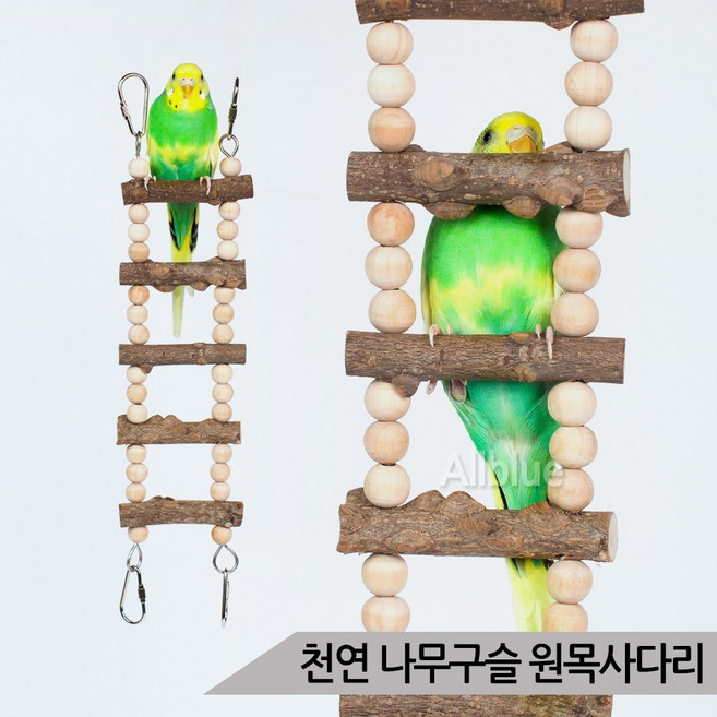 천연 나무구슬 원목사다리 앵무새 장난감 횃대 01014