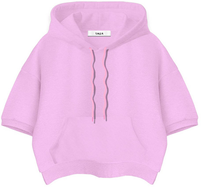 몰토벨리노 TSF 무지 세미오버핏 고밀도 크롭 반팔 후드티