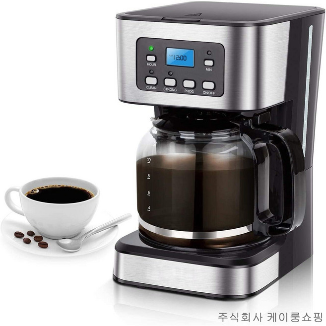 세계일주 아메리칸 스타일 대용량 드립 커피메이커 1.5L 커피머신 가정용 사무실용 4-8인용, FZBY-502W, 세계일주-블랙