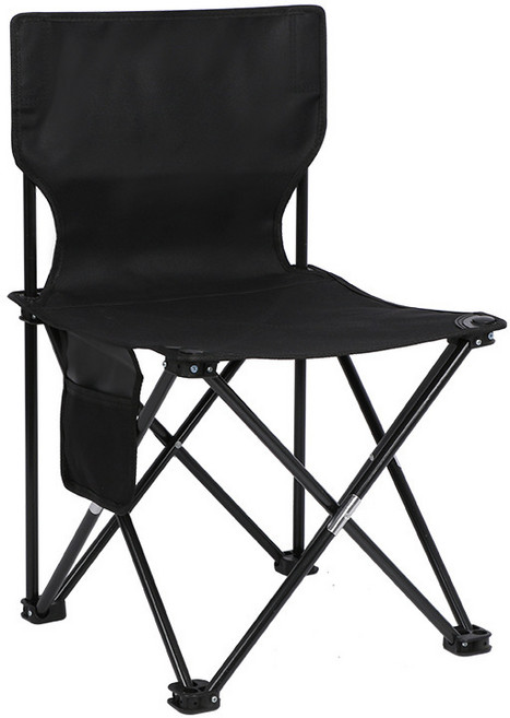 휴대용 캠핑 2겹 캔버스 폴딩의자 튼튼한 야외용 접이식 캠핑의자 등받이의자 전용가방 포함 (야외 낚시 피크닉용), 1개, 블랙