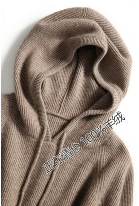 캐시미어후드니트 캐시미어 100 니트 고비 봄 후드 스웨터 여성 두꺼운 흰색 짧은