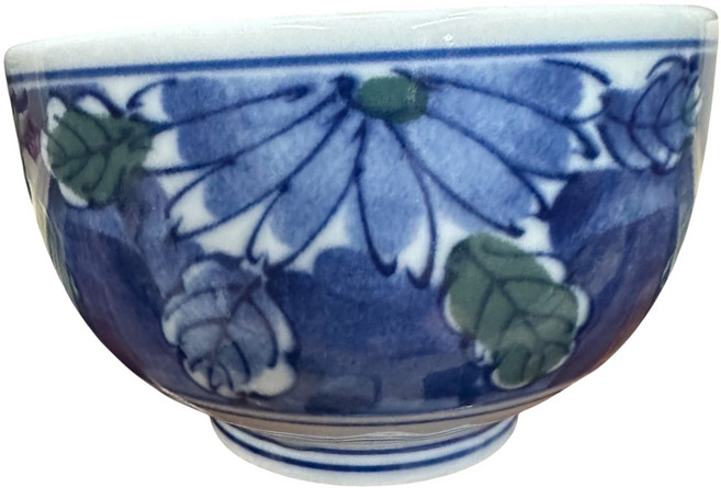 泉陶 藍白瓷 蓮花葉紋 碗, 1個, 藍色 日本青花瓷古染輪花丼碗 5吋（12.5公分）