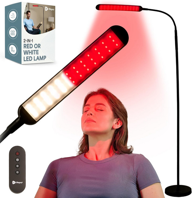 라이프프로 레드 라이트 테라피 램프 및 리딩 - 850nm 660nm 근적외선 바디 108216 LED 루마글로우 멀티 모드 싱글듀얼 헤드 디자인 웰빙 포커스, Dual head 216 leds