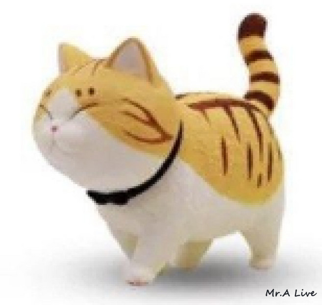 Mr.A Live 貓公仔 擺頭貓公仔 微景觀擺飾 樹脂模型 喵星人 桌上佈置 手辦桌面車載擺飾, 虎斑貓（頭部可旋轉）