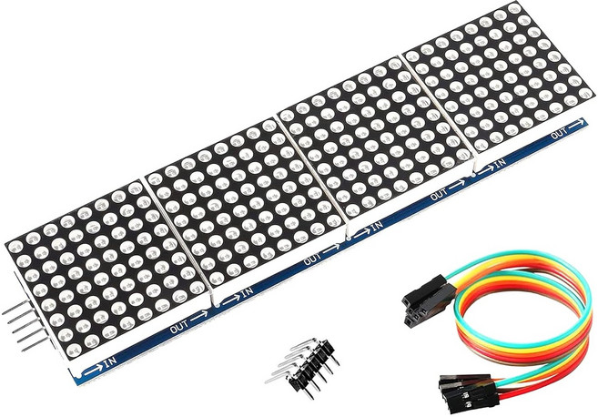 LED 매트릭스 FC16 4-in-1 디스플레이 모듈 MAX7219 칩 32x8 LED 매트릭스 Arduino ESP32 ESP8266 Raspberry Pi 호환, 1개