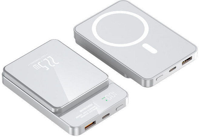 JOYOCHO 보조배터리 초슬림 초경량 20000mAh 초경량 슈퍼 급속충전22.5W 휴대용 MacSafe 보조 배터리, 흰색, A77