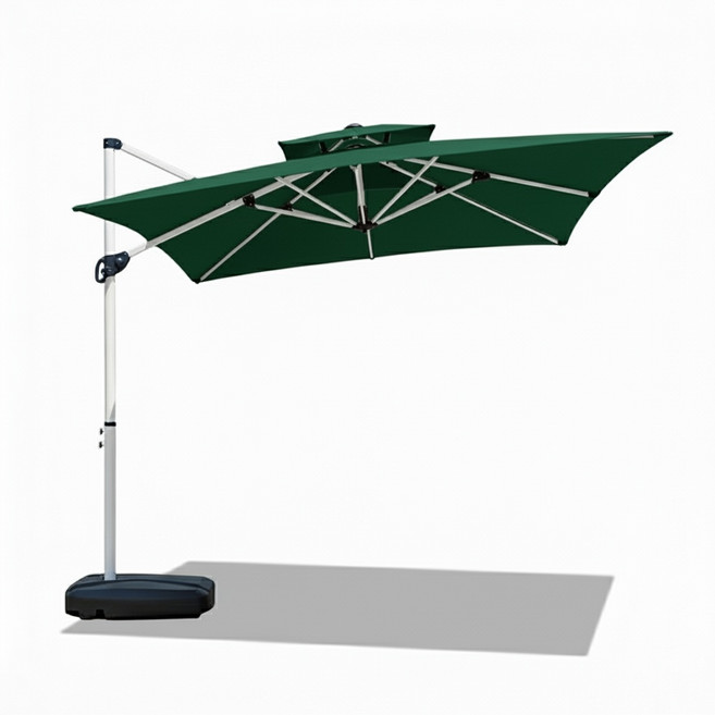 리브포어스 야외 대형 사각 파라솔 카페 테라스 정원 야외용 횡단보도 신호등 크랭크 폴딩, 2.5미터 사각 파라솔_그린