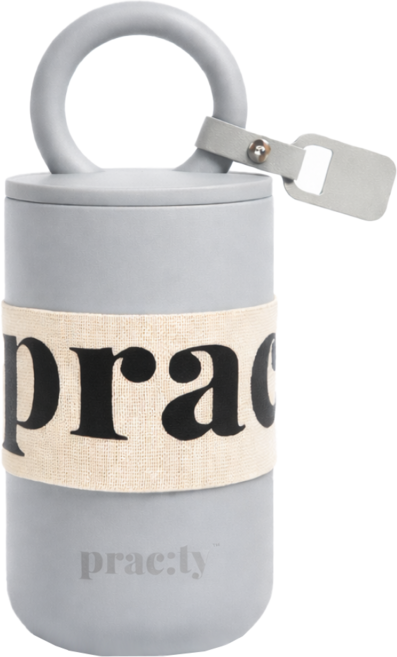 프랙티 보온보냉 스테인리스 텀블러 500ml 루프형 이중스텐 미니 머그컵 휴대용, 그레이, 1개