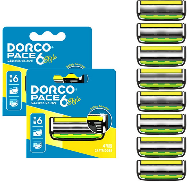 도루코 페이스6 스타일 면도날 8입, 8개입, 1개