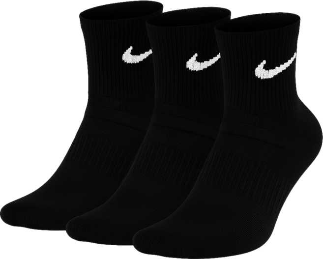 나이키 에브리데이 쿠션 중목삭스 SX7667-010 3켤레 1팩, 블랙, 1세트
