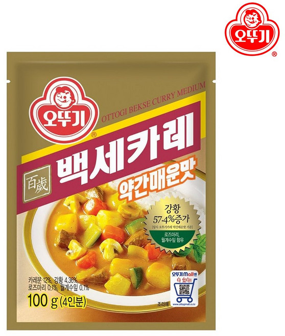 오뚜기 백세 카레 약간매운맛, 100g, 1개