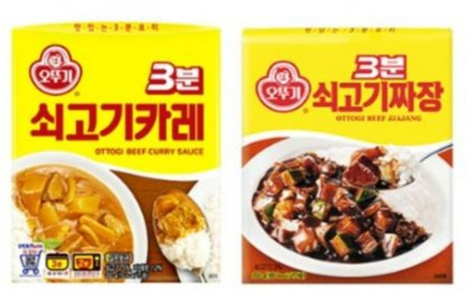 오뚜기3분 쇠고기카레 200g x 10p + 쇠고기짜장 200g x 10p, 9세트