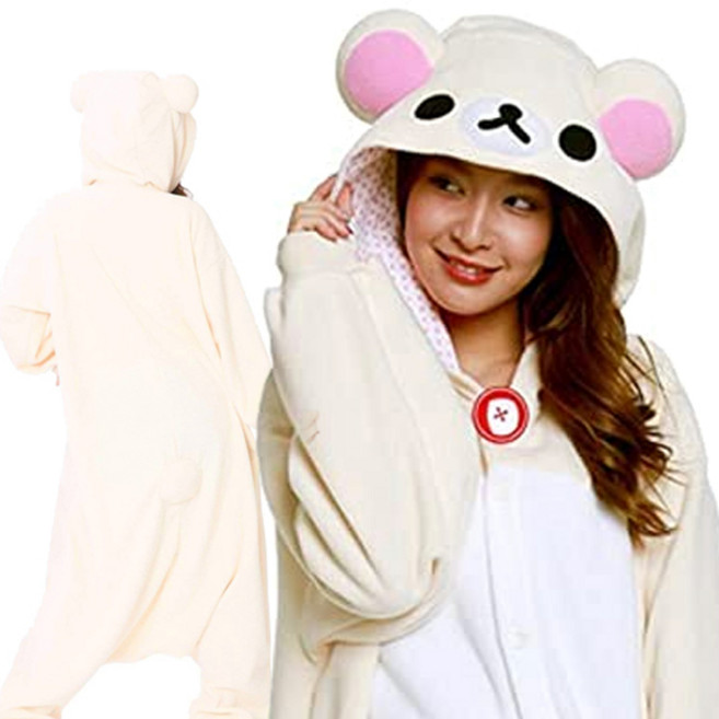 SAZAC 코리락쿠마 동물 잠옷 양털 파자마 점프슈트