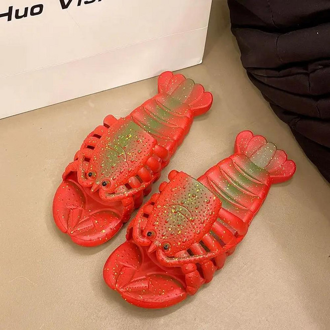 재미있는 랍스터 슬리퍼 실내용 논슬립 욕실 탈취 커플 밑창 외출용, E. 42-43, 4. red, 1개