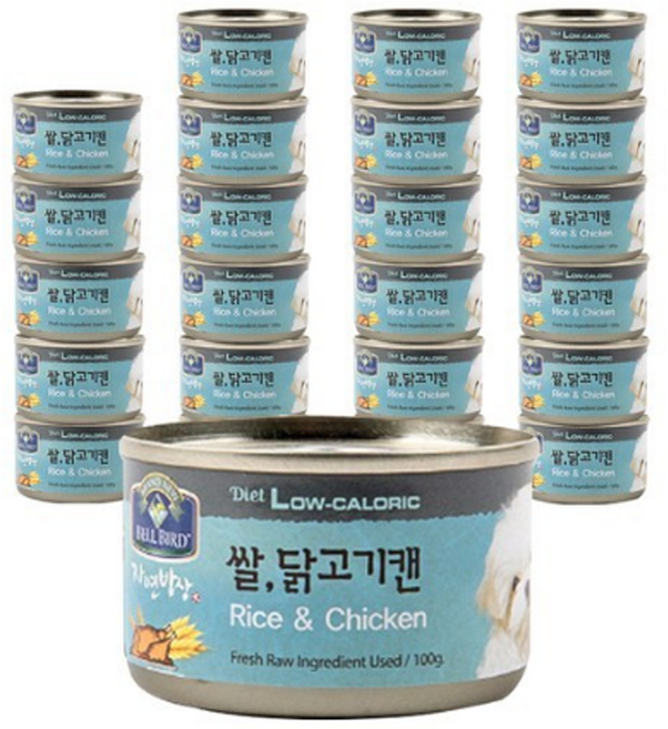 벨버드 자연밥상 쌀닭고기 원형캔 강아지간식 100g, 쌀 닭고기 맛, 48개