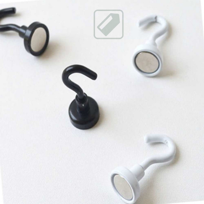 사무실 현관 열쇠 걸이 벽에 붙이는 고리 무타공 자석 후크, 1자석훅16mm-검정10p, 1자석훅16mm-검정10p