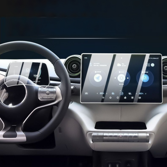 영결무람 BYD 계기판 네비게이션 강화유리 필림 세트, 1세트, 돌핀