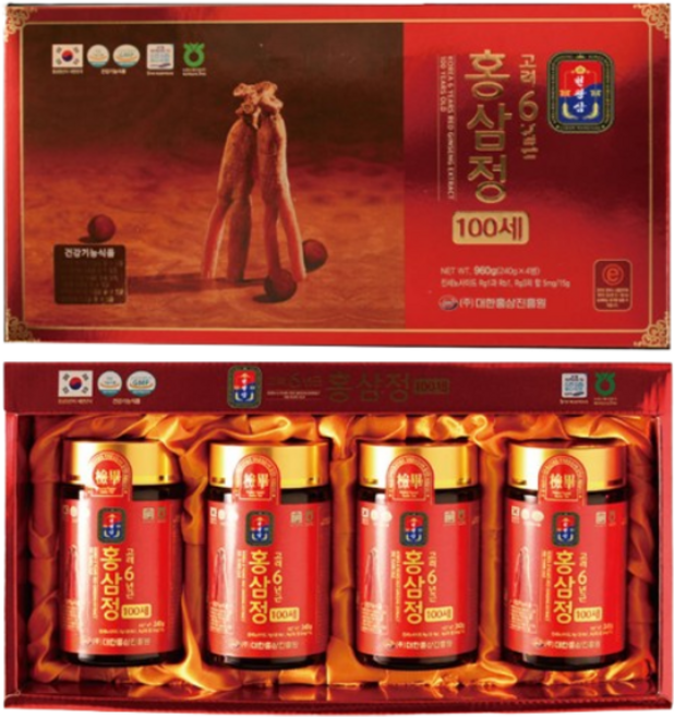 부모님선물 천왕삼 6년근 고려홍삼 100세 진하게 담은 프리미엄 4병 세트, 1개, 240g