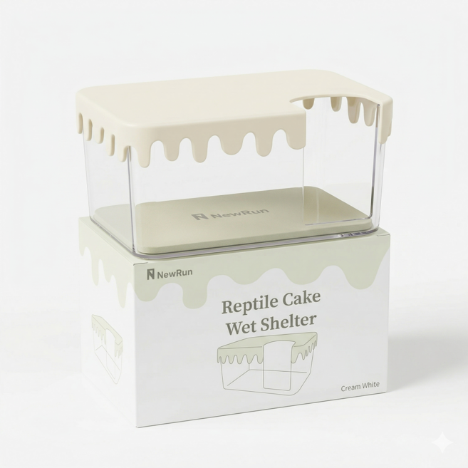 뉴런 파충류 습식은신처 사각 게코산란통 NR-B6 케이크중사이즈 레오파드게코 크레, 1개, 크림화이트