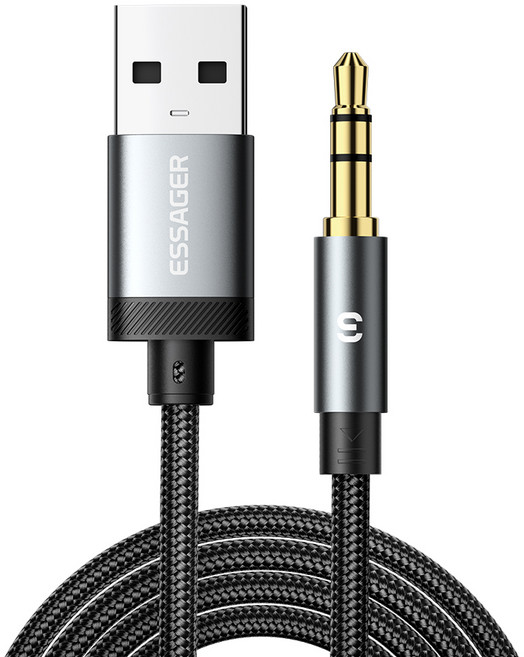Essager USB A타입 to 3.5mm AUX 오디오 변환젠더 케이블 일반형, 1개