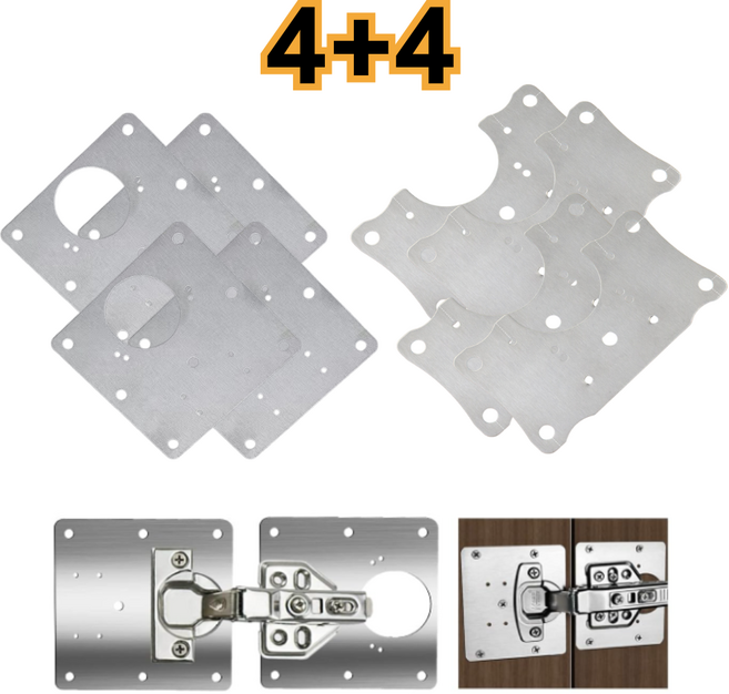슬로우믹스 경첩 보강 판 플레이트 가구 장농 사각 스텐 싱크 수리 문짝, 8개