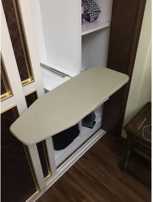 옷장 접이식 다리미판 빌트인 내장형 회전 스탠드, 다리미판 커버 (오프화이트)
