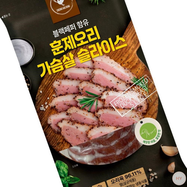 JC 흑후추 훈제 오리 가슴살 슬라이스 160g X 60팩 훈제오리 닭가슴살 육포