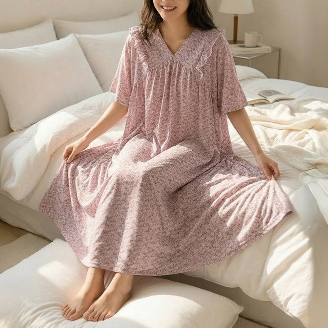여성 여름 잠옷 원피스 빅사이즈 파자마 홈웨어 55~120