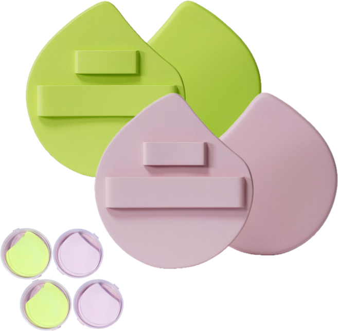 킵틸 손가락 밴드형 대왕퍼프 파운데이션 스펀지 퍼프4개+케이스4개 세트, 1세트, 혼합색상