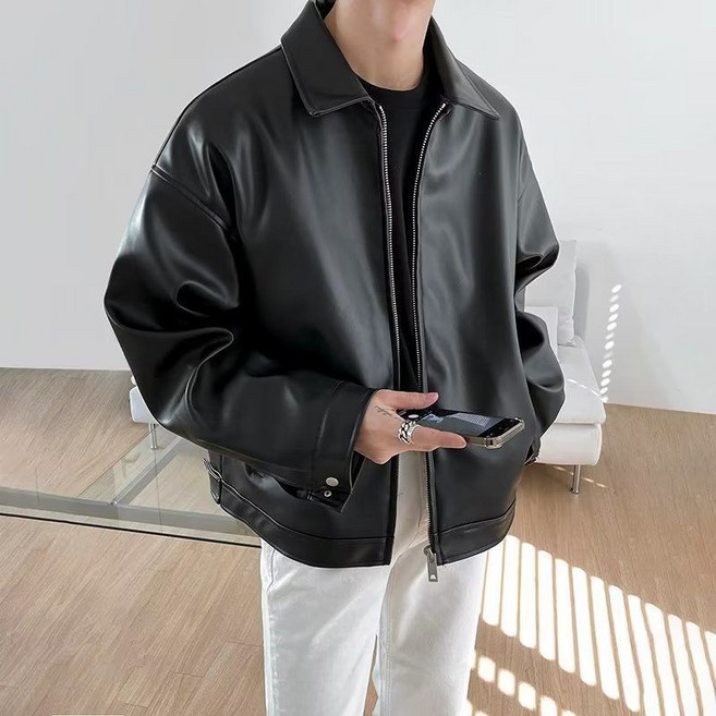 POMTOR 남자자켓 비즈니스 캐주얼 방풍 숏 코트 가죽재킷