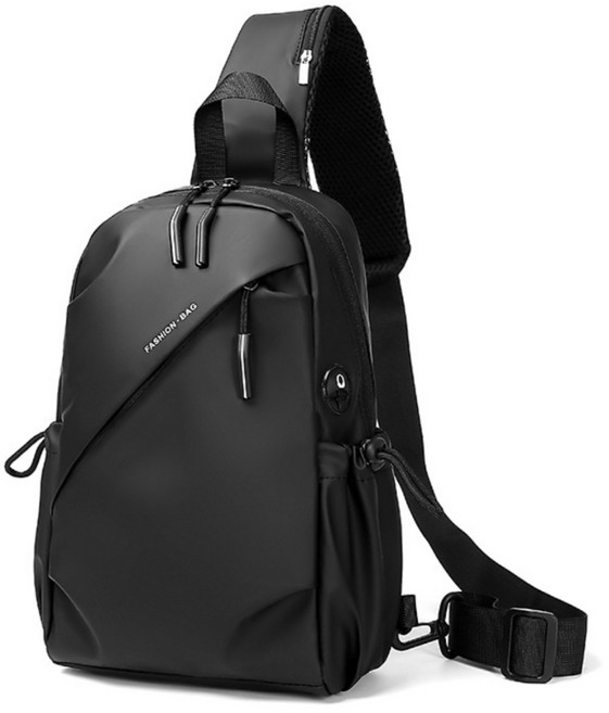 台灣發貨 加大10吋時尚牛津休閒單肩包 斜跨新款 斜背包 胸包, 黑色, 黑色