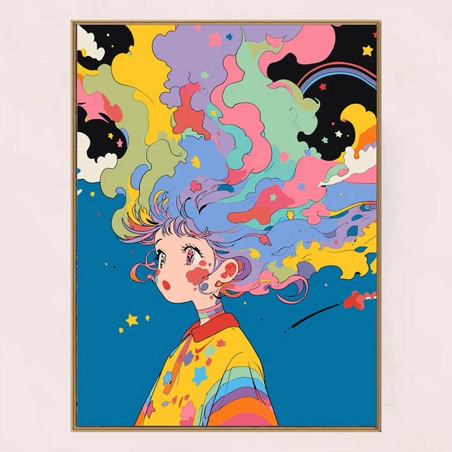 6위 - 디지털 유화 DIY 명작 그림 키트 힐링 풍경 홈 데코 선물, 1개, 꿈꾸는 사람 30x40cm
