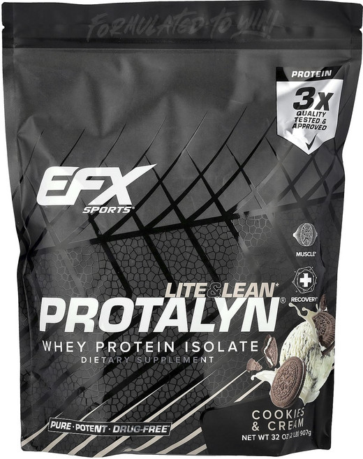 EFX Sports Protalyn® 분리유청단백질 쿠키 앤 크림 907g(2lb), EFXSportsProtalyn분리유청단백질쿠키앤크림9, 907g, 1개