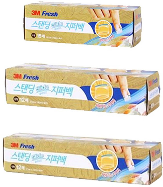 3M 스탠딩 슬라이드 지퍼백 소형 중형 대형, 소(S), 1개