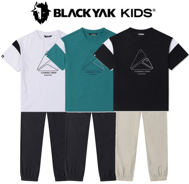 [백화점발송]블랙야크키즈 상하복 세트 반팔+조거팬츠 아동 주니어 냉감 여름 상하의