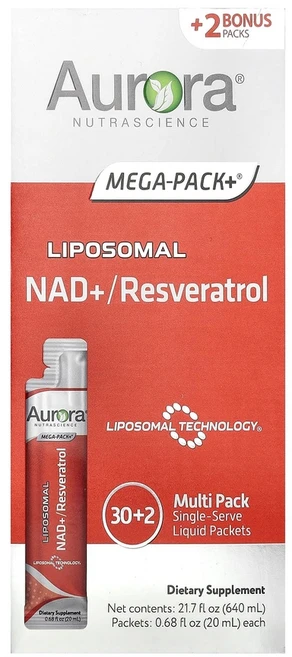Aurora Nutrascience 리포소말 NAD+/레스베라트롤 32팩 각 20ml, 32회분, 1개 - 쿠팡