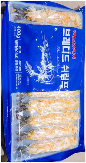 횟집 스끼다시 빵가루새우(우원 냉동 40g x10미 400g), 10개