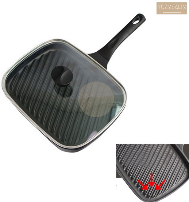 키친아트 뚜껑 있는 생선 구이 그릴 팬 삼겹살 불판 가정용 고기판 1인용, 기본, 1개