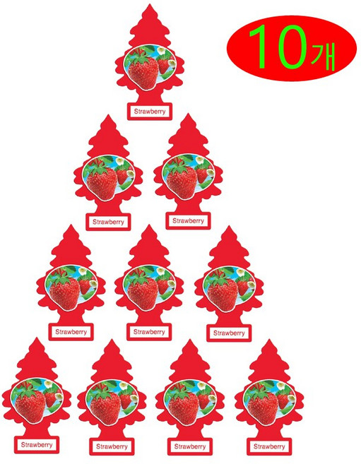 리틀트리 차량용 방향제 본품, 스트로베리, 10개