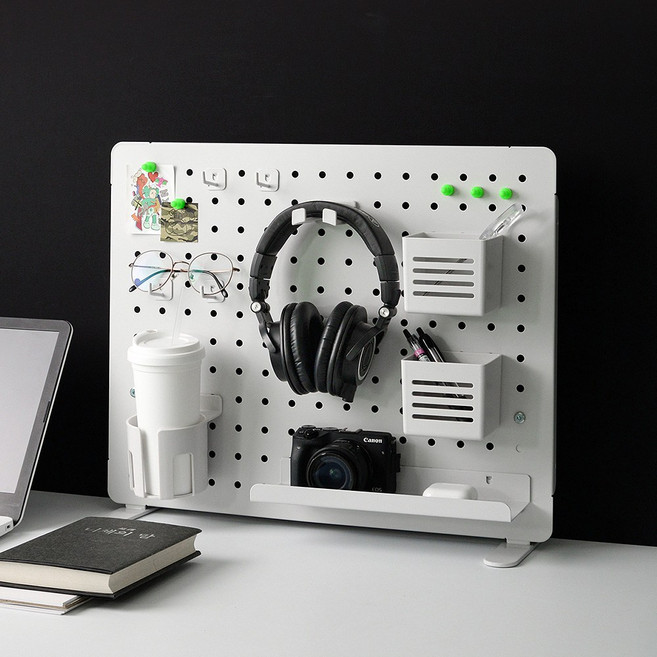 가제트 책상 타공판 페그보드 스탠드형 데스크 패그보드 철제 자석 보드 악세사리 스텐 알루미늄, 1개, 화이트