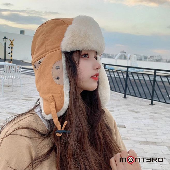 montero 방한모자 귀달이모자 군밤모자 방한 귀도리 패딩 남녀공용 스키 털 모자 귀도리 방한모