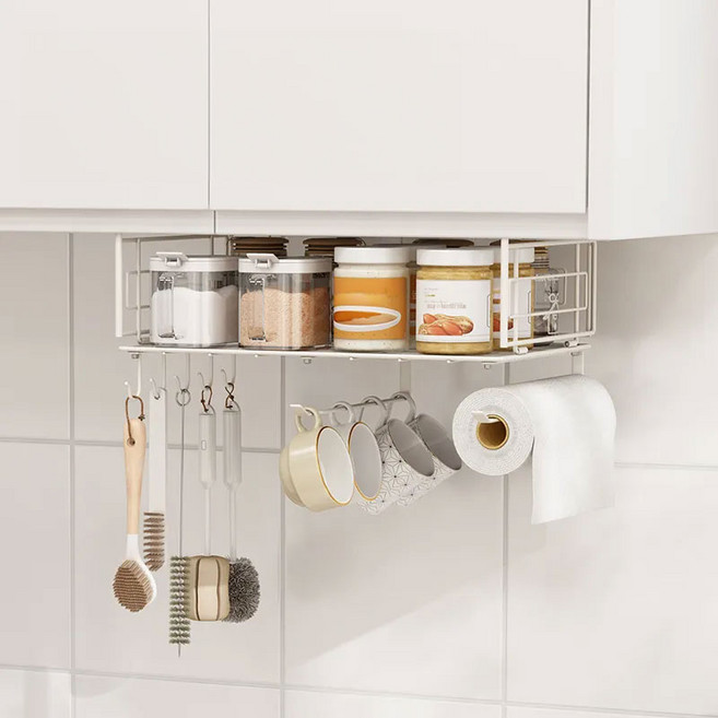 오쏘리빙 걸이형 틈새 언더 선반 주방 싱크대 다용도 바스켓 정리대, 후크형, 1개