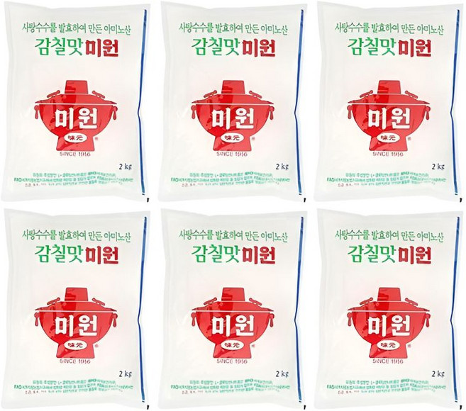 대상 감칠맛 미원 2K 6개 업소용 대용량 조미료 글루탐산, 2kg