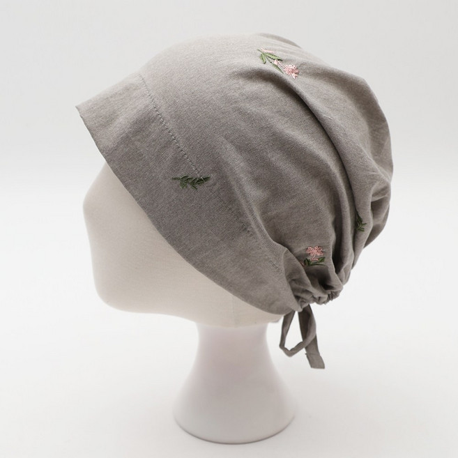 에스랑 자수꽃 여성 면 순면 코튼 항암 중년 엄마 할머니 비니 모자 두건