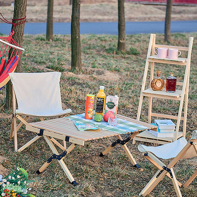 소나무원목 접이식 캠핑 롤 테이블