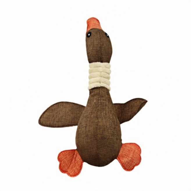 寵物發聲絨毛玩具 耐咬 磨牙 緩解無聊, 1個, 寵物玩具- 棕色大雁